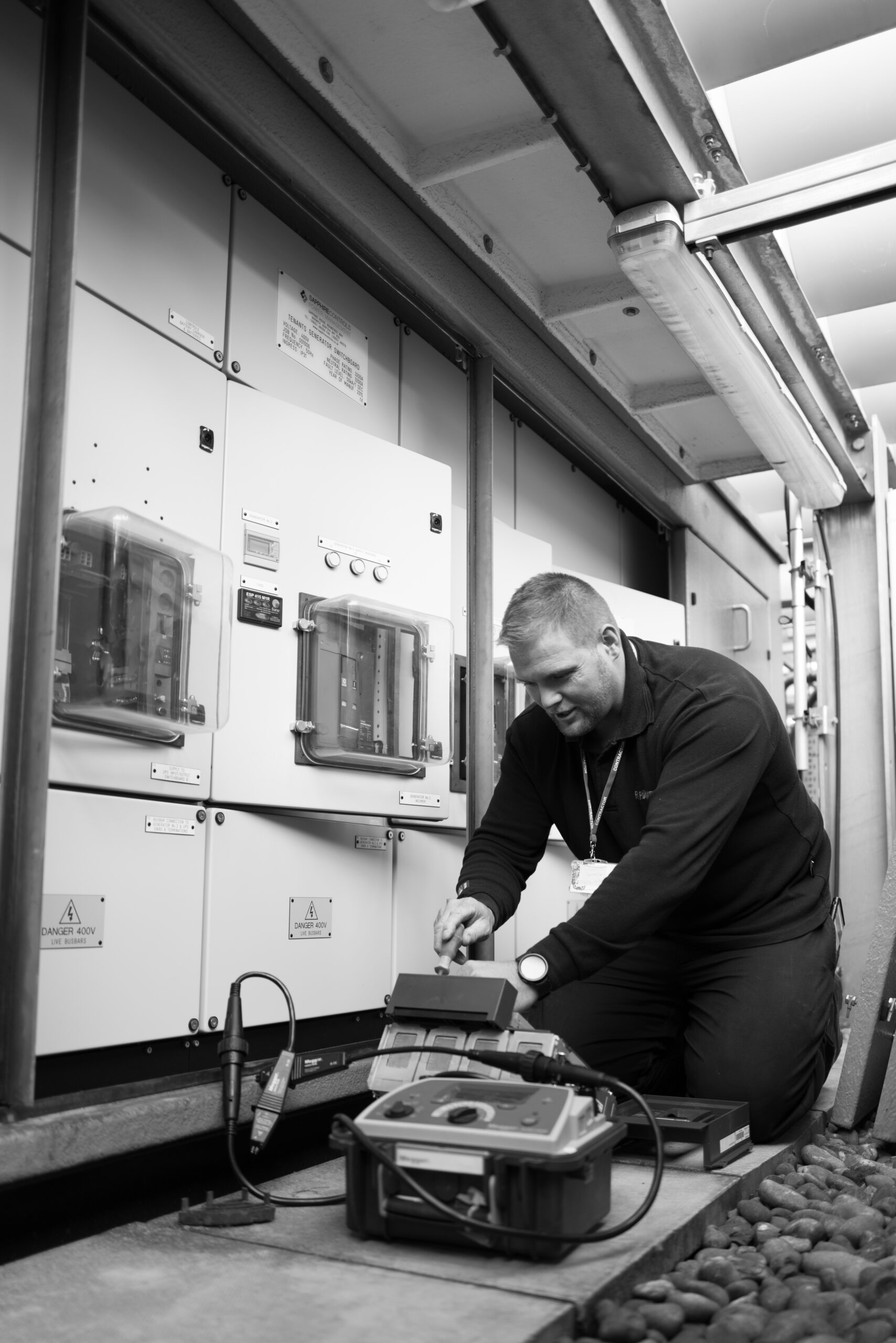 One or Our Technicians testing equipment